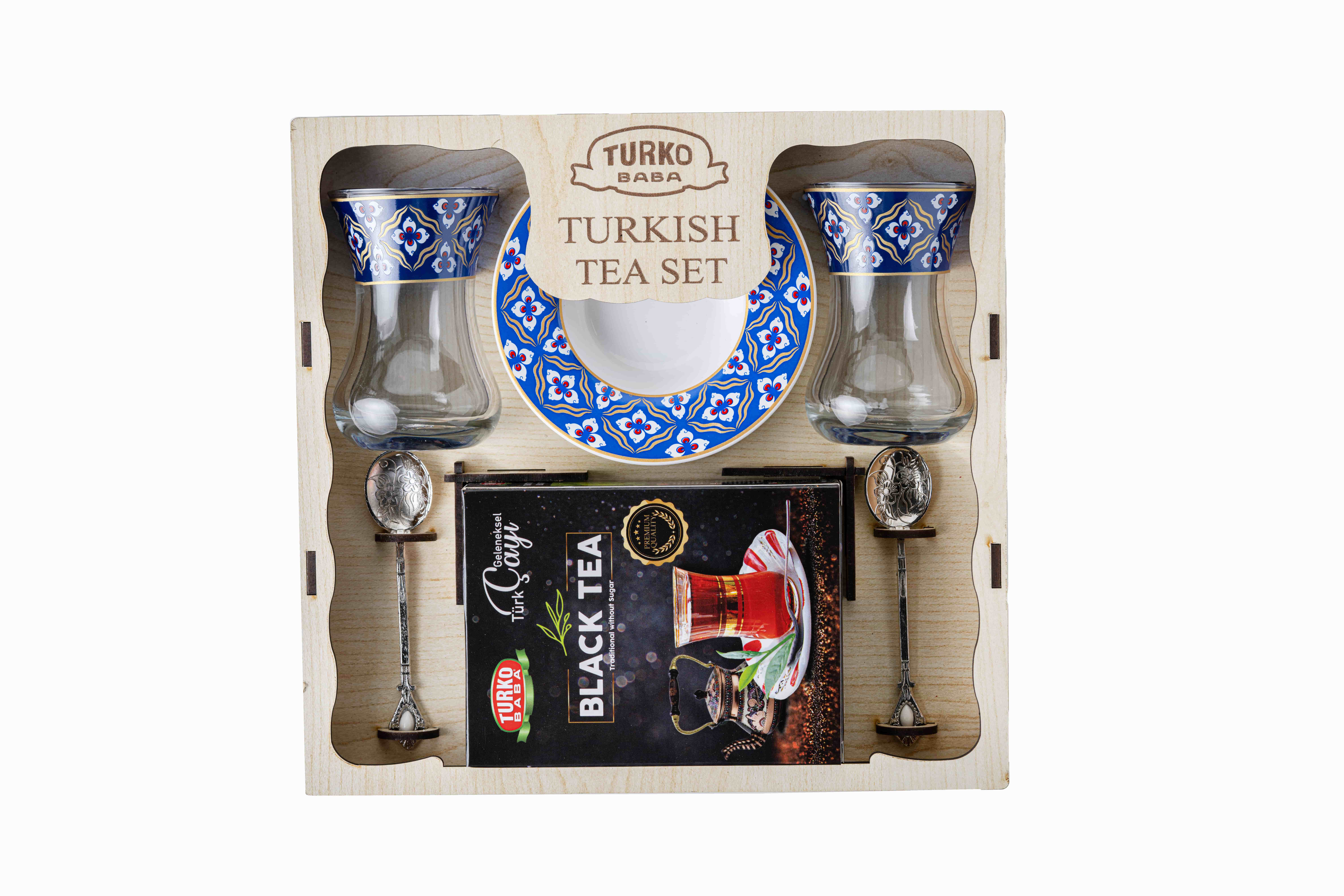 Ahşap Bardaklı Kaşıklı Lüx Çay Seti