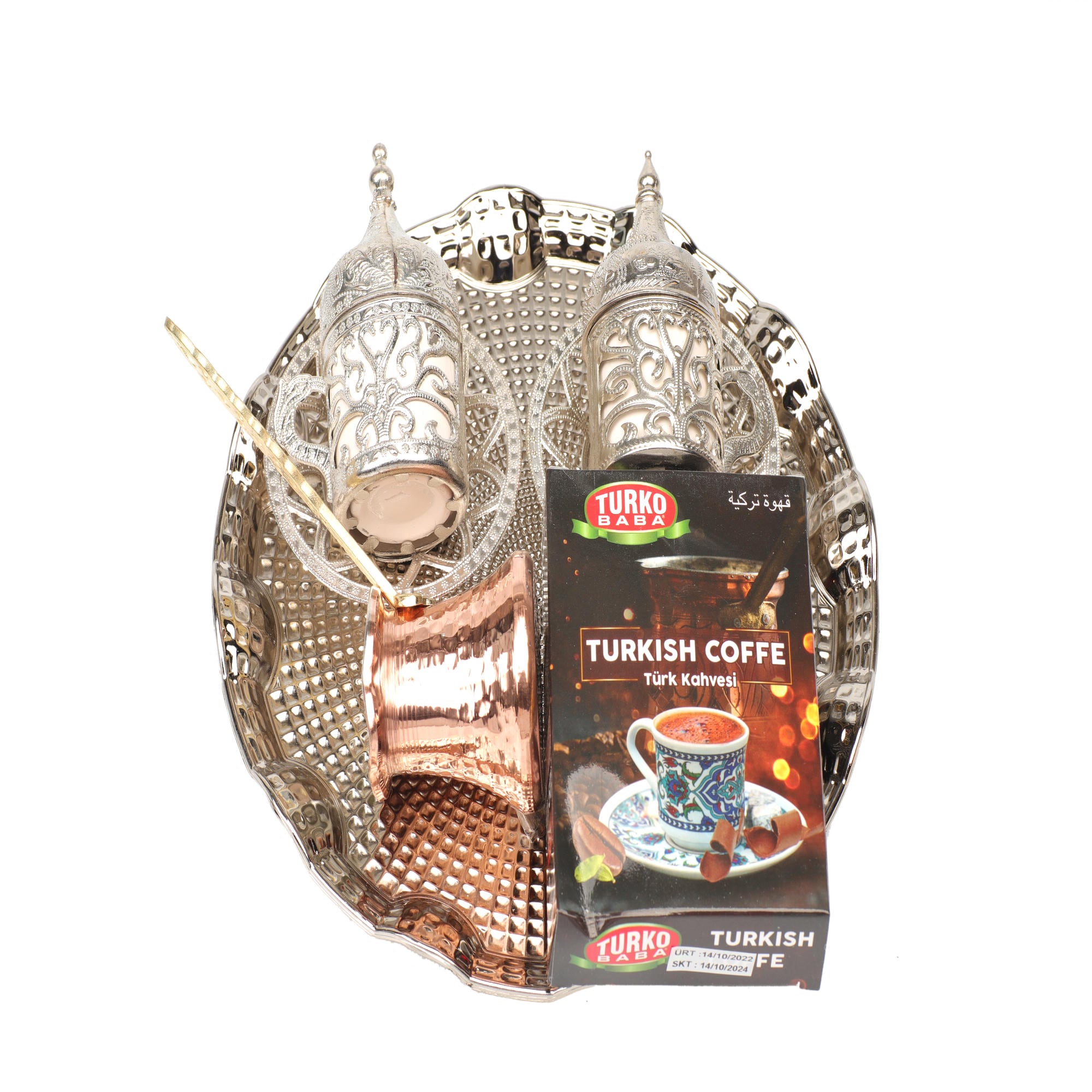 Yuvarlak Tepsili Gümüş Kahve Seti